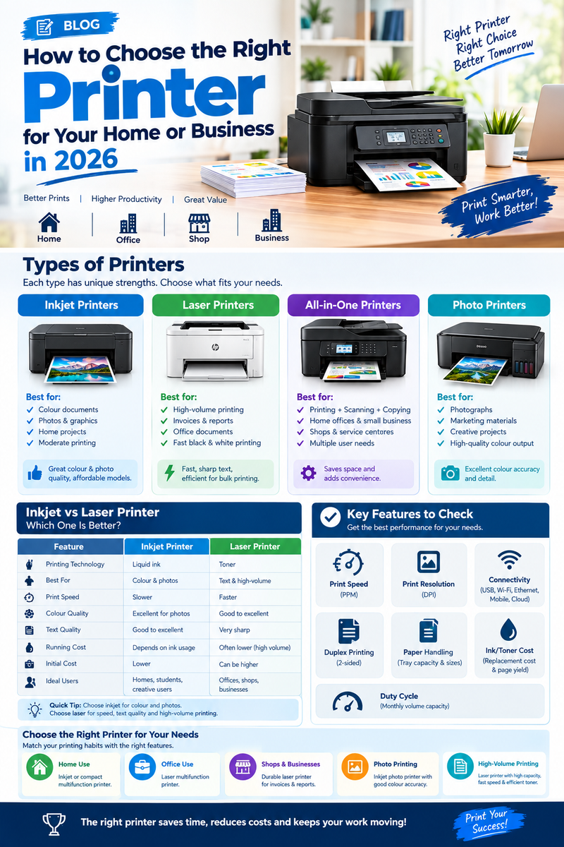 How to Choose the Right Printer for Your Home or Business in 2026