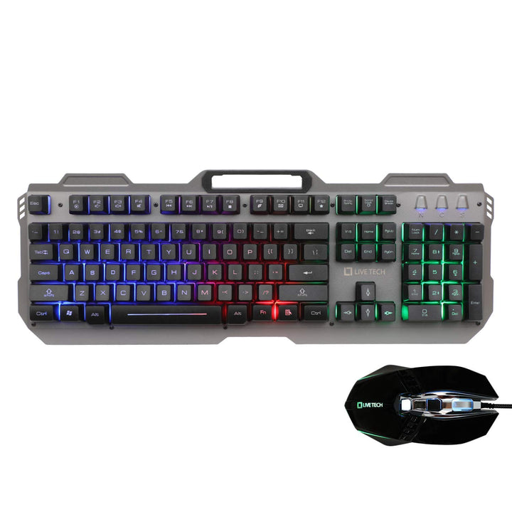 Live Tech Evon Wired Gaming Combo with LED Backlit USB Keyboard and Mouse Set Gold Plated USB, Braided Cable