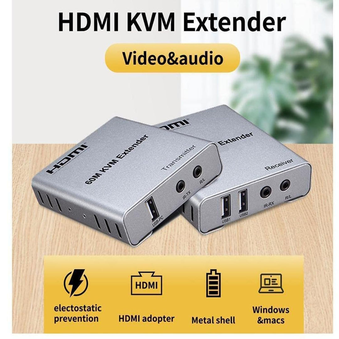 Zotex HDMI Extender 60m with KVM Extension  cat6 Cable, 60M