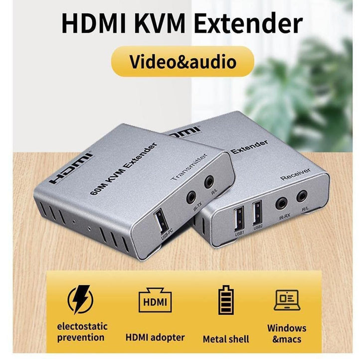 Zotex HDMI Extender 60m with KVM Extension  cat6 Cable, 60M