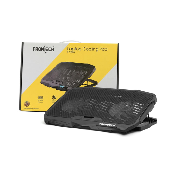 FRONTECH Laptop Cooling Pad, Dual Fans, 3 Adjustment LevelsSuitable for Laptops Upto 15.6 Inches (CP-0002, Black)