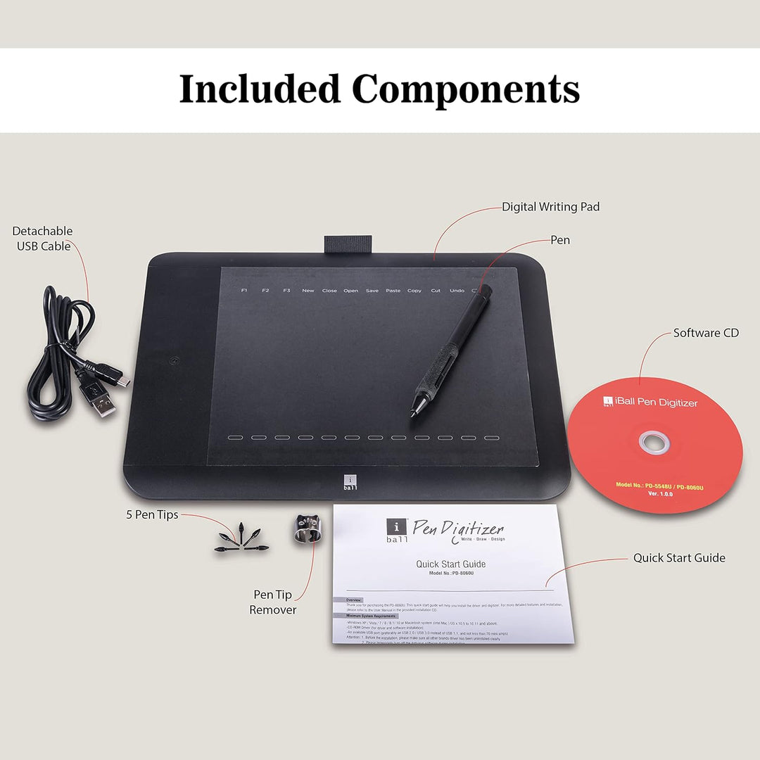 iBall Pen Digitizer, 8-inch x 6-inch, Graphic Tablet