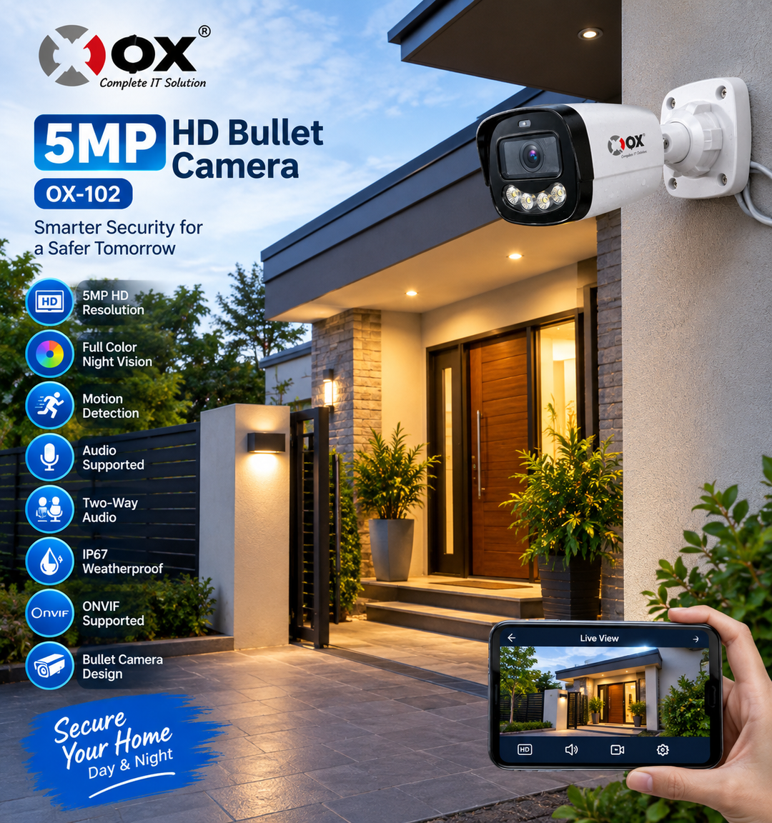 Ox 5MP HD Bullet Camera Ox-102