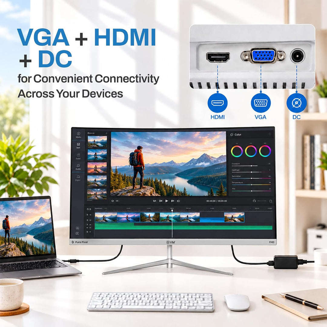 EVM 27" Curved Full HD Monitor – 100Hz, 1500R, Built-in Speakers, HDMI & VGA