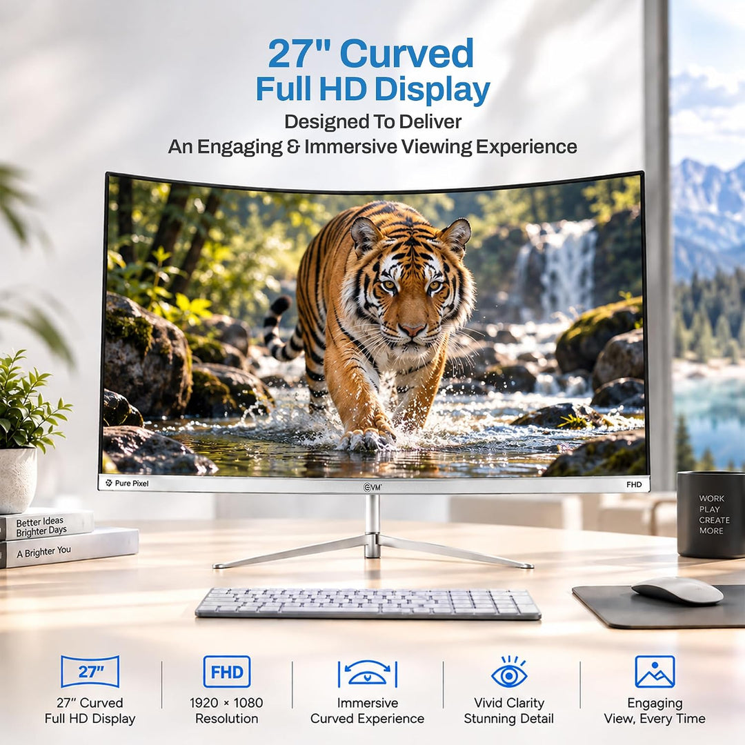 EVM 27" Curved Full HD Monitor – 100Hz, 1500R, Built-in Speakers, HDMI & VGA