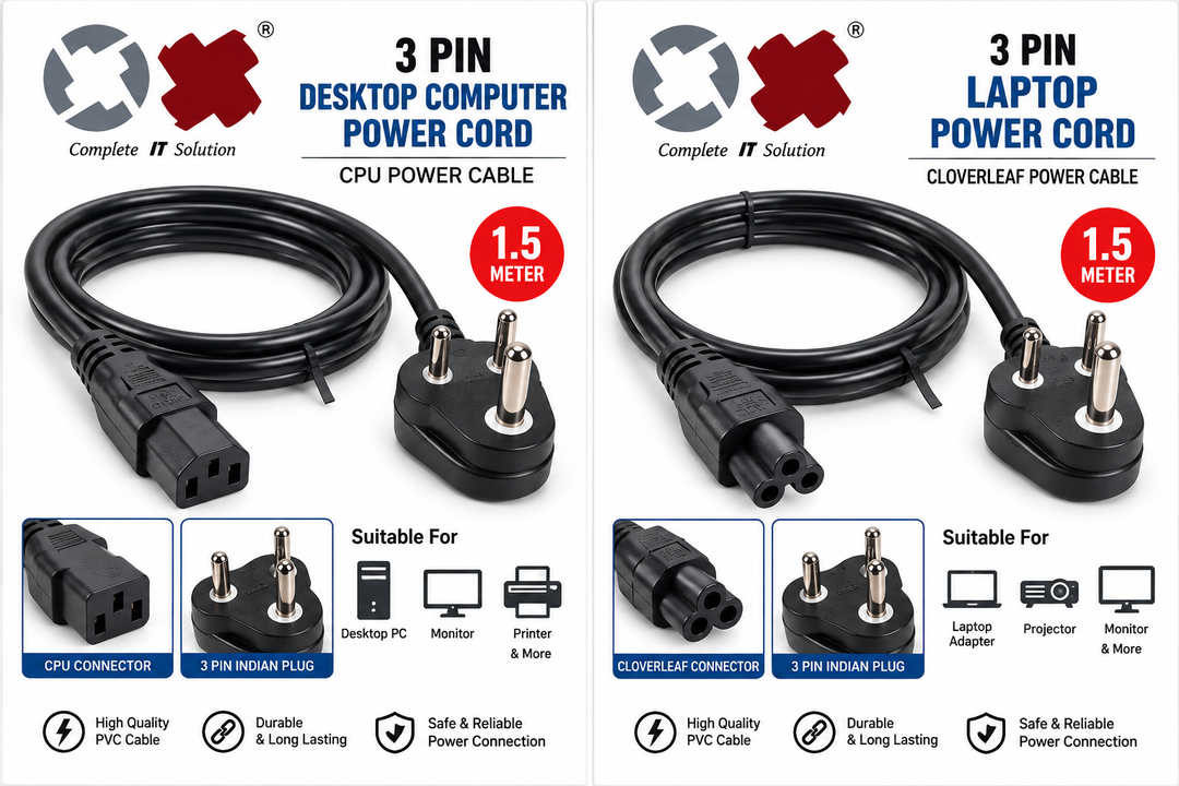 OX 3-Pin Laptop Power Cord – 1.5 Meter | Cloverleaf Power Cable
