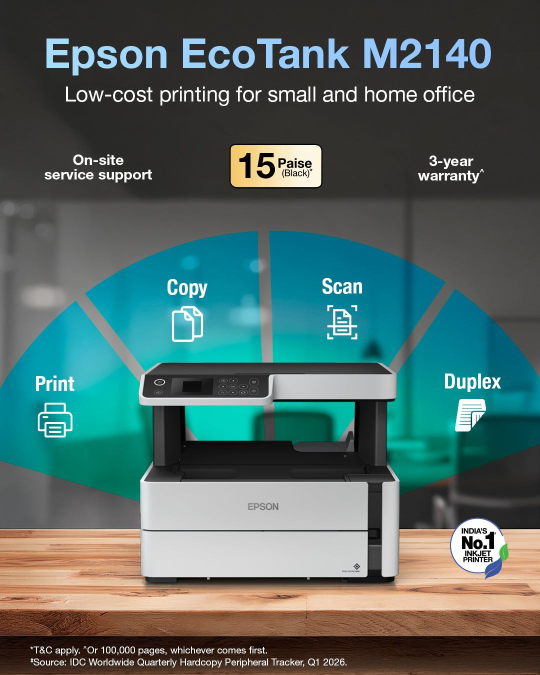Epson EcoTank Monochrome M2140 All-in-One Duplex InkTank PrinterEpson EcoTank Monochrome M2140 All-in-One Duplex InkTank Printer